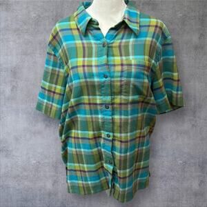 Teal and Green Button Up